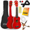 3rd Avenue Pacchetto beginner con ukulele soprano da 21 pollici 3rd Avenue – Custodia, stand, tracolla, corde, plettri e adesivi per tasti – Rosso