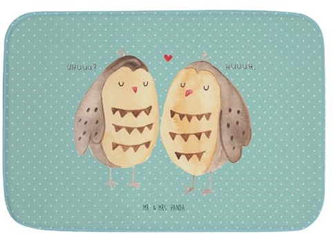 Mr. & Mrs. Panda Badteppich Eulen Liebe - Geschenk, Liebesgeschenk, Badematte, glücklich, Pärchen, Badteppiche, Badezimmermatten, Liebe Spruch,