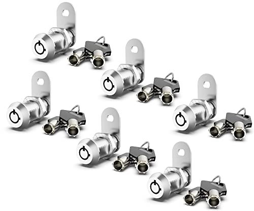 6 Pack Cabinet Locks with Keys, 1-1/8 Cam Locks Keyed Alike, RV Storage Lock for RV Compartment Door Mailbox Toolbox Locks Replacement Set, Chrome