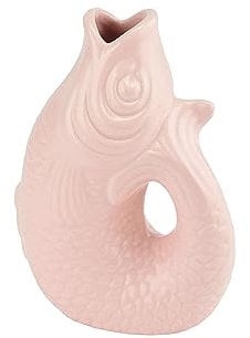 Gift Company Vase Monsieur Carafon XS, Vase décoratif en Forme de Poisson, faïence Sea Pink
