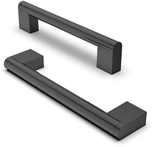 FURNIWARE 10 Stück Möbelgriffe, 128mm Bohrlochabstand Edelstahl Möbelgriffe Schrankgriffe Küche Kabinett Griff Verwendet für Türgriff der Badezimmertür Kleiderschrank(Matt Schwarz)