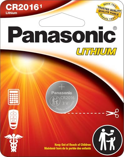 Panasonic CR2016 - Pilas de botón de litio de larga duración de 3.0 voltios en embalaje resistente a los niños, basado en estándares, paquete de 1 batería