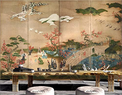 TANYANG Custom Large Mural Japanese Style Wallpaper Sushi Restaurant Background Wall 3D-Japanese Ukiyo-E View Maple Landscape Landscape Background Wall 430Cm(W)×300Cm(H)