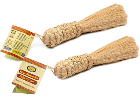 Om Shanthi Puja Broom/Pack of 2 / Eco-Friendly Broom for Puja Room, Meditation