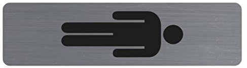 Exacompta - Réf. 67169E - 1 plaque de porte adhésive verticale Homme - Plaque murale imprimée de signalisation - Sur tous supports - Aspect aluminium brossé - Dimensions : 4,4 x 16,5 cm