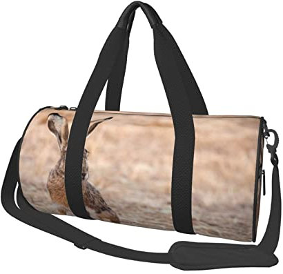 Reisetasche, Sporttasche, Wildpilz-Druck, wasserdicht, Reisetasche mit Nasstasche und Schuhen, Neugieriges Häschen, Einheitsgröße
