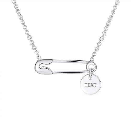 Personalisieren Initialeen Alphabet A-Z Support Symbol Für Vertriebene Menschen Massivarität Runder Kreis Disc Sideways Sicherty Pin Halskette Anhänger Für Frauen .925 Sterling Silber Brauch Graviert