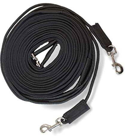 Doppellonge - Cuerda doble para caballo, ideal para trabajos en el suelo, para gimnasia, longitud de 16 m (1 x doble onge), color negro