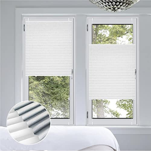 Plissee ohne Bohren Verdunkelung Klemmfix 80x150cm(BxH) Weiß, Thermo Plissee Klemmfix Sichtschutz und Sonnenschutz Plisseerollo, 100% Lichtundurchlässig Blickdicht Rollos für Fenster & Tür