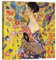 Posterlounge Dame mit Fächer Leinwandbild von Gustav Klimt 50 x 50 cm Bunt Wandbilder Wanddeko