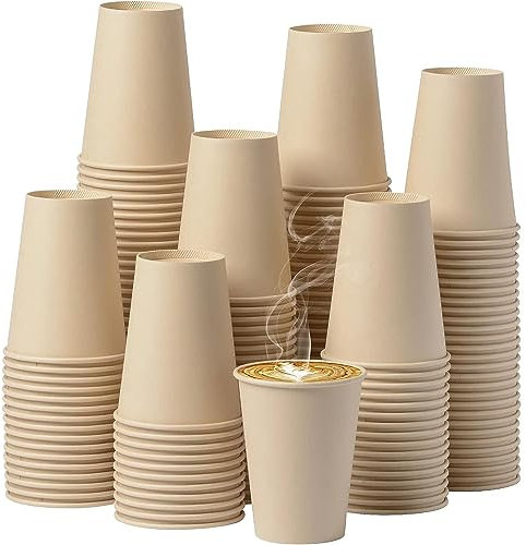 various Vasos de Cartón Desechables Café,Para Expresso de 120ml,100% Biodegradables, Reciclables, Apto Bebidas Calientes y Frias,Ideales para Café, Té, Cumpleaños(120cc/180pcs, Vaso Kraft)