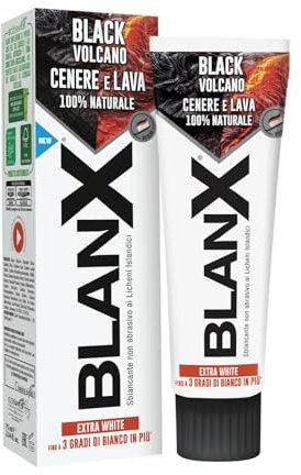 BlanX Black Volcano Zahnpasta 75 ml x 3, Whitening Zahnpasta mit isländischen Flechten und Vulkanasche, vegan freundlich und antibakteriell