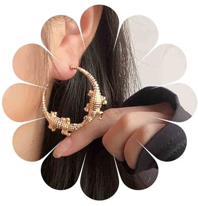 Yheakne Boho Krokodil Reif Ohrringe Gold Krokodil Kreis Ohrringe Punk Alligator Baumeln Ohrringe Große Geometrische C-Form Ohrringe Schmuck Für Frauen Und Mädchen