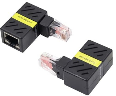 RIIEYOCA RJ45 Gigabit Network 90 Degrees 360 Degrees Rotated Male and Female Adapters, RJ45 Male and Female Extension supports CAT6 and CAT5 Standards for Computers, Laptops, Router(2-Pack)