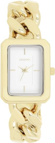 Oozoo - Timepieces Damen Uhr Gold Weiss | Armbanduhr Damen mit Metallarmband | Moderne Uhr für Frauen - Edle Analog Damenuhr in Rechteckig C11272 (24mm)