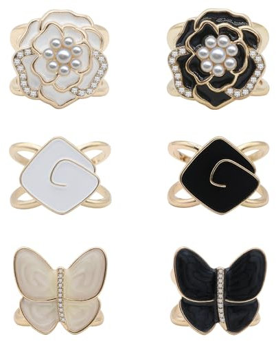 Oenothera 6 Stücke Schalring Clip, Goldene Schalschnalle, Schalring Moderner Verschluss, Schal Verschluss Ring, Für Damenschals Und Seidenschals Verwende(B)