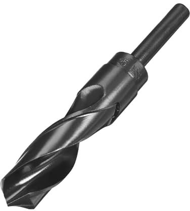 TA-VIGOR 25mm Reduced Shank Drill Bit, 1/2 Inch Shank Blacksmith Drill Bit High-Speed Steel Twist Drill Bit HSS 9341 for Aluminium, Steel, Wood, Plastic, Black Oxide