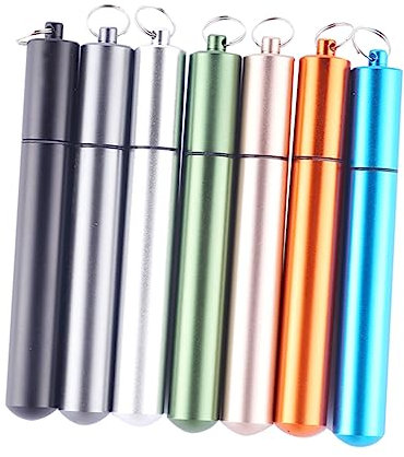 ABOOFAN Stainless Steel Folding Straw Portable Reusable Drinking Straw for Outdoor Travel Camping Cleaning Brush Random Color