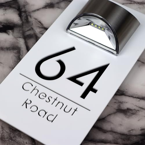 K Smart Sign | Bellissima LED F31 | Solar Light House Signs Door Number Plaques For Wall - Matt White & Gloss Black