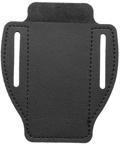 sourcing map PU Leather Pocket Knife Sheath 4.7 x 3.8 Belt Loop Design Open Top Knife Belt Leather Sheath Compact Knife Holder for Small Folding Knife EDC Knife, Black