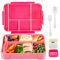 XingFuDM Brotdosen Kinder mit Besteckset Gabel und Löffel, 1330ml mit 6 Auslaufsicher Fächern Lunchbox Bento Box und einer Separaten Saucenbox, Vesperdose Jausenbox, Frühstücksbox(gepudert)