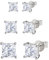 Hinvan 3 Paar 925 Sterling Silber Ohrringe Silber Ohrstecker Diamant Quadratische Ohrstecker Zirkonia Damen Set Piercing Klein Ohrringe für Damen Herren Männer Frauen Mädchen 4–7mm