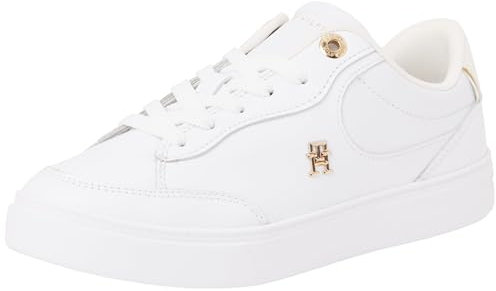 Tommy Hilfiger Sneaker Court Mujer Essential Chic de Piel, Blanco (White), 41