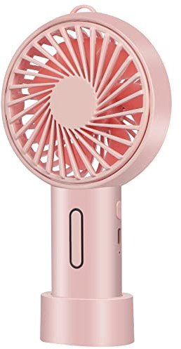 Acte Mini Handheld Fan,With 3 speeds adjustable angle, Portable Hand Fan USB Rechargeable Battery Fan with Removable Base, Lightweight Personal Fan for Girl Women Men Home Camping Travel (Pink)