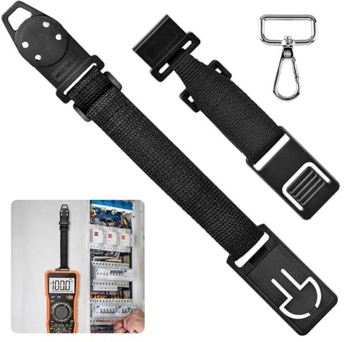 EMVANV Multimeter-Aufhängeset für Fluke-Messgeräte, 2 Riemen, 3 Clips, 1 Haken und magnetischer Aufhänger, Universal-Magnet-Aufhängeschlaufen-Set für Fluke-Multimeter (schwarz)