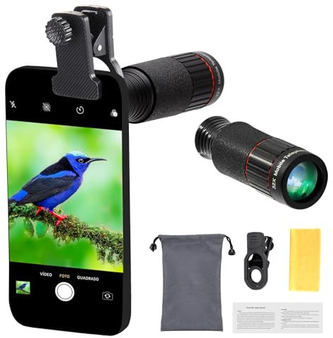 Téléobjectif 32x pour iPhone et Android, Zoom pour téléphone Portable avec Clip de téléphone pour Prise de Photos et vidéos