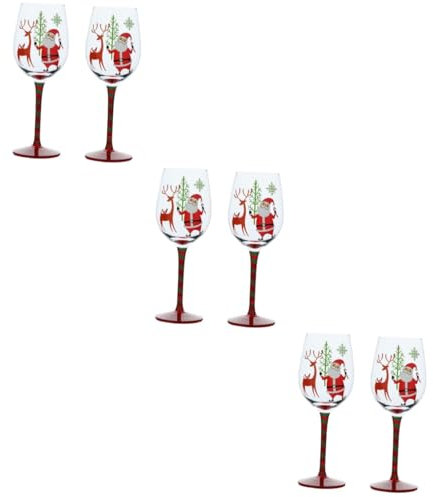 Ciieeo Navideñas 6 Piezas Suministro De Fiesta De Gafas Navideñas Vasos Navideños De Vino De De Vino De Arbol De Vasos De Cristal De Vidrio