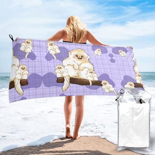WANGLO Mikrofaser-Badetücher mit niedlichem goldenem Affe für Badezimmer, sehr saugfähig, perfekt für Fitness, Strand und Schwimmen