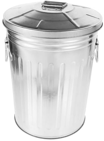 ANDRESLAD Metal Trash Can Lid Round Design for Outdoor Use for Kitchen Garden Waste Disposal Metal Garbage Can