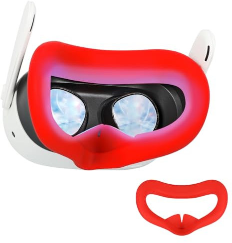 CBDYWVR VR Silicone Face Pad for MetaQuest 3S, Sweatproof Silicone Face Cover for Quest 3S Headset, Washable Lightproof Face Cushion VR Silicone Accessories Compatible with Quest 3S (Red)
