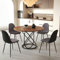 GOLDFAN Ensemble de Salle à Manger avec Table Ronde 120 cm et 4 Chaises en Tissus Confortables, Grande Table 120cm Rond avec Chaise pour 4-6 Personnes (4, Gris-PU)
