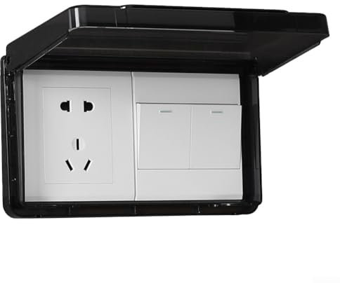 Thin and Waterproof Wall Switch Cover for Type 86 Double Socket Seamless Integration with Decor (Black)