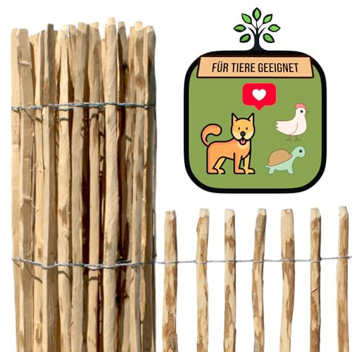 Staketenzaun 120cm Höhe | 5m Länge | Lattenabstand: 3-5 cm | Für Tiere geeignet | Staketenbreite 3-4 cm | Made in EU