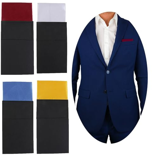 NiceYnn 4 Stück vorgefaltete quadratische Taschen auf Karte Taschentuch für Herren, Kostüm, formell, Hochzeit, Karton, verstellbar, einfarbig, rechteckig