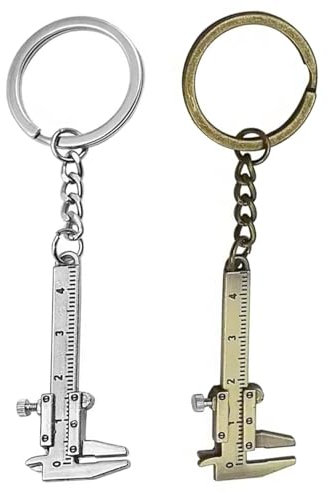 Mini Calibrador Vernier de 2 Piezas, Calibradores de Latón Pequeños, Llavero Creativo de Aleación Móvil, Llavero Herramientas, Llavero de Herramienta de Calibrador, Aluminio de Precisión