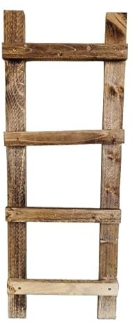 Rustikale Holzleiter, Wandregal mit 4 Stufen, 80 cm, Vintage Braun, Dekoratives Leiternregal