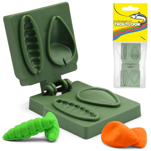 Troutlook Forellenteigformer – Teigquetsche für Forellenteig | 2 Formen (Tropfen & Bienenmaden) | Perfekte Köderformen & Attraktive Druckwellen für erfolgreiches Angeln