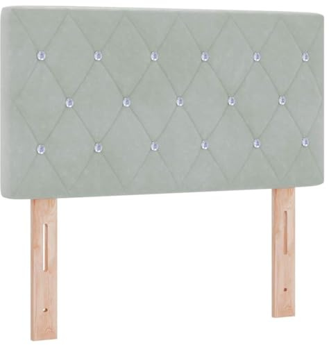 vidaXL Kopfteil mit Kristallknöpfen, gepolstert mit hellem Samt, 80 cm verstellbar, aus stabilem Kiefernholz für Moderne Schlafzimmer, zum Anbringen an die Wand, stylischer Komfort