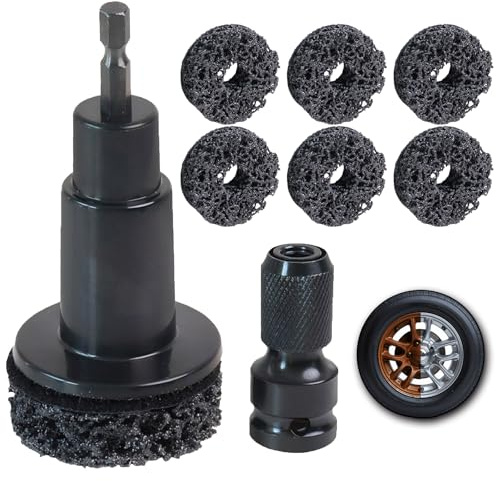 FWEXCK Wheel Hub Cleaning Tool, Wheel Stud Cleaner Includes 6 Grinding, Quick Rust Removal Brake Hub Cleaning Tool, Hub Resurfacing Tool Fits Power Drill or 1/2 Impact Driven Wrenches