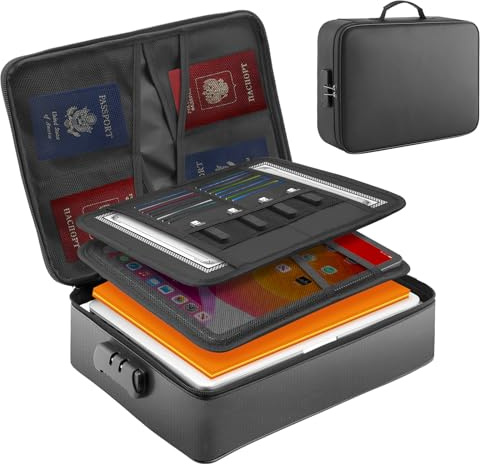Fireproof Waterproof Document Bag with Lock for Important Files
