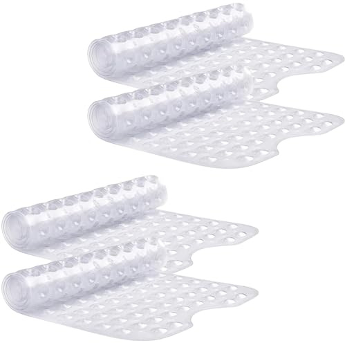 MOONLIGHT20015 Non Slip Shower Bath Mat 4 Pack – Anti Mould & Mildew PVC Bathroom Mats with Suction Cups, Drain Holes, Machine Washable, Ideal for Bulk & Wholesale Use (70x38cm, Clear)