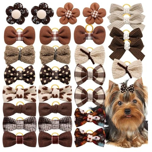 ZYAGH 10 Stück Hundehaarschleifen, Gummibänder, Schleifen for kleine Hunde und Katzen, süße Hundeschleifen for die Hundepflege, Haustierzubehör for kleine Hunde