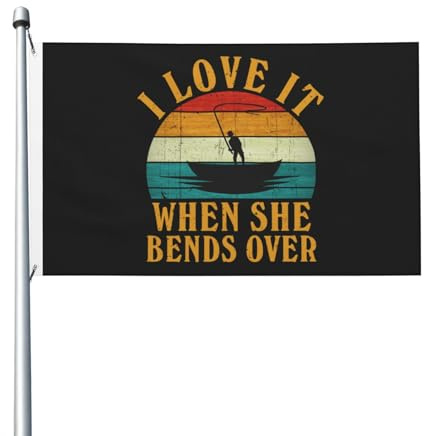 Willkommensflagge Lustiger Angler: Ich Liebe Es, Wenn Sie Sich Bückt – Lustiges Angeln Hochzeitsdekoration Outdoor-Flaggen Personalisiert Garten Flagge Für Bauernhaus Clubs 90X150 Cm