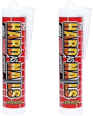 Hard As Nails Exterior High-Power Adhesive, Solvent Free Heavy Duty Grab Adhesive, Weatherproof Bond for Wood, Brick, Metal, Plastic & More, 280ml, (Pack of 2)