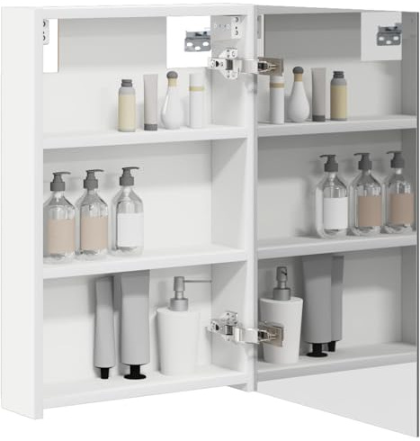 vidaXL Badezimmerspiegelschrank Weiß 40 x 10,5 x 60,5 cm Holzwerkstoff, Moderner Spiegelschrank, rechteckig, Wandregal für Badezimmer, praktische Aufbewahrung