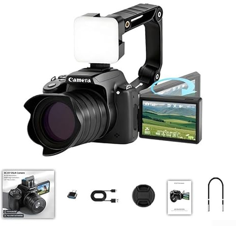 Digitalkamera, 4K-Vlogging-Kamera mit 28-fachem Zoom, 68 MP tragbar für Kamera mit Flip-Bildschirm für (schwarz)